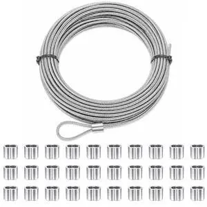 3/32 inch Wire Cable,100ft Marine Grade Cable for Clothesline and Railing | 7x7 Strand Stainless Steel Rope Cable With Aluminum Sleeves and Thimbles for Garden Trellis, Plants, lights And DIY fencing 3/32 inch Wire Cable,100ft Marine Grade Cable for Clothesline and Railing | 7x7 Strand Stainless Steel Rope Cable With Aluminum Sleeves and Thimbles for Garden Trellis, Plants, lights And DIY fencing