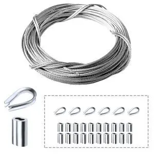 316 Stainless Steel Cable for Railing, 1/16" x 33 Feet Wire Rope | Marine Grade Cable Railing Kit with Aluminum Sleeve Thimble, 7 x 7 Strands for Outdoor Deck Railing DIY Projects 316 Stainless Steel Cable for Railing, 1/16" x 33 Feet Wire Rope | Marine Grade Cable Railing Kit with Aluminum Sleeve Thimble, 7 x 7 Strands for Outdoor Deck Railing DIY Projects
