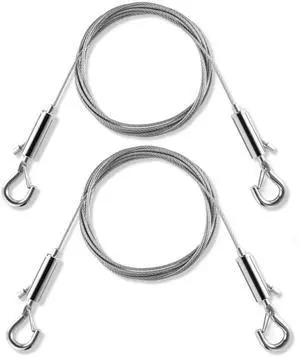 Stainless Steel Picture Hanging Wire, Heavy Duty 100lbs, 2PCS 6.6FT | Adjustable wire rope for picture frames and mirrors. Silver finish. Supports up to 100lbs. Easy to cut and adjust length. Stainless Steel Picture Hanging Wire, Heavy Duty 100lbs, 2PCS 6.6FT | Adjustable wire rope for picture frames and mirrors. Silver finish. Supports up to 100lbs. Easy to cut and adjust length.