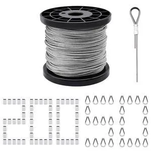 328ft 1/16" Stainless Steel Wire Rope Cable Set | for Railing, Decking, Picture Hanging 328ft 1/16" Stainless Steel Wire Rope Cable Set | for Railing, Decking, Picture Hanging