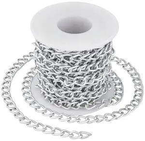16.4 Feet Aluminium Curb Chains Twisted Links Silver Plated with Spool for Bracelet Necklace Jewelry Making 16.4 Feet Aluminium Curb Chains Twisted Links Silver Plated with Spool for Bracelet Necklace Jewelry Making