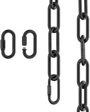 6 Feet Industrial Black Light Fixture Chain, Adjustable Metal Pendant Chandelier Chain Extension with Detachable Link, Maximum Load is 66 Pounds 6 Feet Industrial Black Light Fixture Chain, Adjustable Metal Pendant Chandelier Chain Extension with Detachable Link, Maximum Load is 66 Pounds