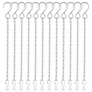 12 Pack Hanging Chains, 10 Inch Hanging Basket Chains, Garden Plant Hangers Metal Chains with Hooks Clips for Bird Feeders, Wind Chimes, Lanterns, Planters, Decorative Ornaments 12 Pack Hanging Chains, 10 Inch Hanging Basket Chains, Garden Plant Hangers Metal Chains with Hooks Clips for Bird Feeders, Wind Chimes, Lanterns, Planters, Decorative Ornaments