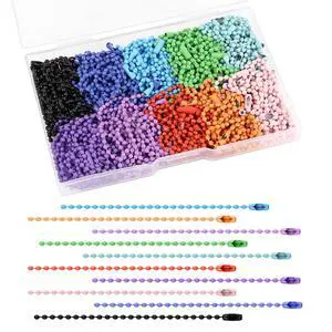Ball Chain Bulk Metal Chain Width 2.4mm Ball Beads Chain Long Bead Connector Clasp for Jewelry Making DIY Crafts Hanging Christmas Decoration (200 Pcs Colored 3.9 Inch / 10 cm) Ball Chain Bulk Metal Chain Width 2.4mm Ball Beads Chain Long Bead Connector Clasp for Jewelry Making DIY Crafts Hanging Christmas Decoration (200 Pcs Colored 3.9 Inch / 10 cm)