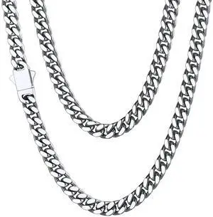 Stainless Steel Cuban Link Chain Necklace for Men, 5mm, 18" | 5/7/9/12/14mm Miami Cuban Chain 18-30 Inch, Gold/Black Men's Necklace No Tarnish & Durable, Jewelry for Daily Wear and Gift Stainless Steel Cuban Link Chain Necklace for Men, 5mm, 18" | 5/7/9/12/14mm Miami Cuban Chain 18-30 Inch, Gold/Black Men's Necklace No Tarnish & Durable, Jewelry for Daily Wear and Gift