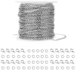 36 Feet Silver Stainless Steel Link Cable Chain with 20 Lobster Clasps and 30 Jump Rings for Men Women Jewelry Chain DIY Making, 2.0mm 36 Feet Silver Stainless Steel Link Cable Chain with 20 Lobster Clasps and 30 Jump Rings for Men Women Jewelry Chain DIY Making, 2.0mm