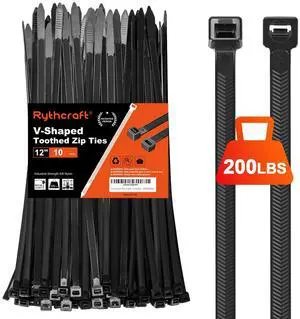 Zip Ties Heavy Duty 12 inchV-Shaped Toothed Double Sided 200 LBS | Tensile Strength Cable Ties Large Wire Ties Adjustable Nylon Tie Wraps for Indoor Outdoor Patented Design 80 Pack Black Zip Ties Heavy Duty 12 inchV-Shaped Toothed Double Sided 200 LBS | Tensile Strength Cable Ties Large Wire Ties Adjustable Nylon Tie Wraps for Indoor Outdoor Patented Design 80 Pack Black