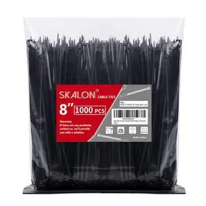 Zip Ties 8 inch (1000 Pack), 40lbs Tensile Strength, Black Cable Ties, Wire Ties for indoor and outdoor use Zip Ties 8 inch (1000 Pack), 40lbs Tensile Strength, Black Cable Ties, Wire Ties for indoor and outdoor use