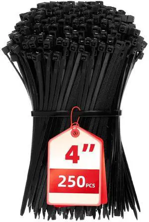 Cable Zip Ties, 250PCS Multi-Purpose Nylon Zip Ties, 4 Inch Self Locking Cable Ties Cable Zip Ties, 250PCS Multi-Purpose Nylon Zip Ties, 4 Inch Self Locking Cable Ties
