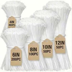 Cable Zip Ties,600 Piece Self-Locking Nylon Cable Ties,Assorted Sizes 4+6+8+10+12-Inch,Multi-Purpose Wire Management Plastic Ties,Perfect for Home,Garden,Office,Travel and Workshop.White Cable Zip Ties,600 Piece Self-Locking Nylon Cable Ties,Assorted Sizes 4+6+8+10+12-Inch,Multi-Purpose Wire Management Plastic Ties,Perfect for Home,Garden,Office,Travel and Workshop.White