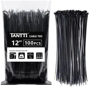 Zip Ties 12 inch, Black Zip Ties 100 pack, 40lb, Cable Ties, Self-locking Wire ties for indoor and outdoor use Zip Ties 12 inch, Black Zip Ties 100 pack, 40lb, Cable Ties, Self-locking Wire ties for indoor and outdoor use