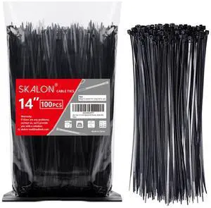Zip Ties 14 inch (100 Pack), Black, 50lb Tensile Strength, UV Resistant Cable Ties for indoor and outdoor Zip Ties 14 inch (100 Pack), Black, 50lb Tensile Strength, UV Resistant Cable Ties for indoor and outdoor