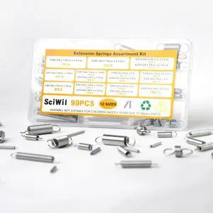 99PCS Extension Spring Assortment Kit, 12 Sizes Small Tension Springs with Dual Hook Ends, Galvanized Spring Steel Construction, Tiny Springs Set for Hobby Crafting and DIY Repair Project 99PCS Extension Spring Assortment Kit, 12 Sizes Small Tension Springs with Dual Hook Ends, Galvanized Spring Steel Construction, Tiny Springs Set for Hobby Crafting and DIY Repair Project