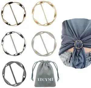 5PCS Silk Scarf Ring Clip T-shirt Tie Clips for Women Fashion Metal Round Circle Clip Buckle Clothing Ring Wrap Holder with 1 Storage Bag 5PCS Silk Scarf Ring Clip T-shirt Tie Clips for Women Fashion Metal Round Circle Clip Buckle Clothing Ring Wrap Holder with 1 Storage Bag