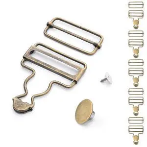 6 Sets Metal Overalls Buckles, 1-1/2" Overall Replacement Clasp Clips with Adjustable Tri Glide Slide Buckle and Buttons for Jeans Suspender, Bib Pants DIY Sewing Accessories (Bronze) 6 Sets Metal Overalls Buckles, 1-1/2" Overall Replacement Clasp Clips with Adjustable Tri Glide Slide Buckle and Buttons for Jeans Suspender, Bib Pants DIY Sewing Accessories (Bronze)