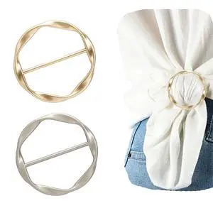 2PCS Silk Scarf Ring Clip for Women T-shirt Tie Clips Clothing Ring Wrap Holder Fashion Round Circle Clip Belt Buckle (Gold+Silver) 2PCS Silk Scarf Ring Clip for Women T-shirt Tie Clips Clothing Ring Wrap Holder Fashion Round Circle Clip Belt Buckle (Gold+Silver)