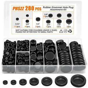 280 PCS Rubber Grommet Kit, Rubber Hole Grommet Gaskets Assortment for Wiring, Wire, Automotive, Firewall, Sheet Metal, Hardware Repair, 7 Sizes 7/25", 3/8", 1/2", 5/8", 3/4", 7/8", 1" 280 PCS Rubber Grommet Kit, Rubber Hole Grommet Gaskets Assortment for Wiring, Wire, Automotive, Firewall, Sheet Metal, Hardware Repair, 7 Sizes 7/25", 3/8", 1/2", 5/8", 3/4", 7/8", 1"