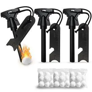 33PCS Fire Starter Survival Kit with 3 Ferro Rods & Striker Tinder | 30 Waterproof Tinder Balls, 3 x 4.5 Ferro Rods, 36,000+ Strikes, All-Weather Emergency Gear for Camping, Hiking & Bushcraft 33PCS Fire Starter Survival Kit with 3 Ferro Rods & Striker Tinder | 30 Waterproof Tinder Balls, 3 x 4.5 Ferro Rods, 36,000+ Strikes, All-Weather Emergency Gear for Camping, Hiking & Bushcraft