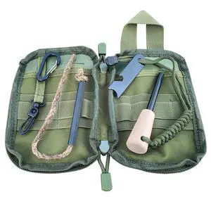 Fire Starter Survival Kit, Larger Ferro Rod with Striker Lanyard 3in Long Flint and Steel, 13.8in Wick Hemp Cord, Multifunctional Bag (Green) Fire Starter Survival Kit, Larger Ferro Rod with Striker Lanyard 3in Long Flint and Steel, 13.8in Wick Hemp Cord, Multifunctional Bag (Green)
