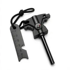 Ferro Rod Fire Starter | 18,000 Strikes Flint and Steel Magnesium Survival Tool, Built-in Tinder Storage Slot, Mini Compass, Emergency Whistle Ferro Rod Fire Starter | 18,000 Strikes Flint and Steel Magnesium Survival Tool, Built-in Tinder Storage Slot, Mini Compass, Emergency Whistle
