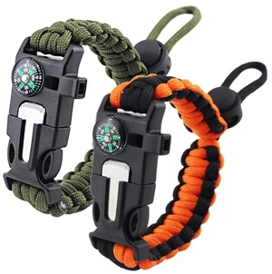 Pimoys 2 Pack Survival Paracord Bracelet Flint Fire Starter Scraper Compass Wilderness Survival Whistle Adjustable Wristband Armygreen&BlackOrange Pimoys 2 Pack Survival Paracord Bracelet Flint Fire Starter Scraper Compass Wilderness Survival Whistle Adjustable Wristband Armygreen&BlackOrange