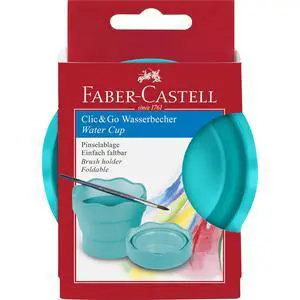 Clic & Go Portable Paint Water Cup with Brush Holder, Turquoise - Collapsible Paint Brush Cleaner Rinse Cup, Travel Friendly Painting Accessories Clic & Go Portable Paint Water Cup with Brush Holder, Turquoise - Collapsible Paint Brush Cleaner Rinse Cup, Travel Friendly Painting Accessories