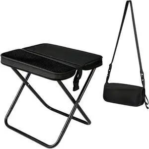 Foldable Backpack Stool, Folding Backpack Stool with Shoulder Strap & 2 Side Pockets, Collapsible Folding Stool for Camping, Fishing, Hiking, Travel & Outdoor (Black) Foldable Backpack Stool, Folding Backpack Stool with Shoulder Strap & 2 Side Pockets, Collapsible Folding Stool for Camping, Fishing, Hiking, Travel & Outdoor (Black)