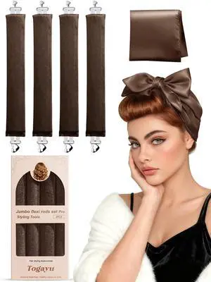 Heatless Curls Overnight Set for Long Hair, No Damage Hair | Jumbo Flexi Rod for Satin Scarf, Comfortable Hair Curlers to Sleep In for Blowout Look Medium & Long Hair Heatless Curls Overnight Set for Long Hair, No Damage Hair | Jumbo Flexi Rod for Satin Scarf, Comfortable Hair Curlers to Sleep In for Blowout Look Medium & Long Hair
