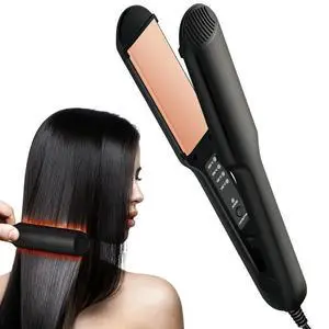 Portable Dual Voltage Straightening Ceramic Flat Iron, 10S Fast Heating,4-Level Regulation,Wide Flat Iron Hair Straightener and Curler 2 in 1 Portable Dual Voltage Straightening Ceramic Flat Iron, 10S Fast Heating,4-Level Regulation,Wide Flat Iron Hair Straightener and Curler 2 in 1