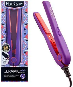 Professional Ceramic Mini Flat Iron 1/2", Anti-Frizz, Fast Heating, Versatile Styling for Curly & Straight Hair, Ideal for Traveling with Travel Pouch (Violet) Professional Ceramic Mini Flat Iron 1/2", Anti-Frizz, Fast Heating, Versatile Styling for Curly & Straight Hair, Ideal for Traveling with Travel Pouch (Violet)