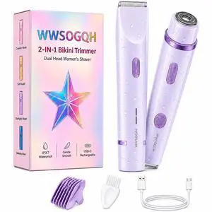 Bikini Trimmer for Women 2 in 1 Electric Pubic Hair Shaver Dual Head IPX7 Waterproof Razors Wet and Dry Use Face Hair Removal for Bikini Line Underarms Legs Body Face Bikini Trimmer for Women 2 in 1 Electric Pubic Hair Shaver Dual Head IPX7 Waterproof Razors Wet and Dry Use Face Hair Removal for Bikini Line Underarms Legs Body Face