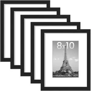 8x10 Picture Frames, Gallery Wall Frames Set of 5, Black | Photo Frame Collage Wall Decor, 8 x 10 Frame, 5x7 Frame with Mat for Family, Baby, Hallway, Christmas 8x10 Picture Frames, Gallery Wall Frames Set of 5, Black | Photo Frame Collage Wall Decor, 8 x 10 Frame, 5x7 Frame with Mat for Family, Baby, Hallway, Christmas