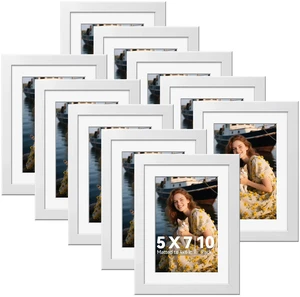 5x7 Picture Frames Set of 10, Wall or Tabletop Display, White | White Picture Frames Display Photos 4x6 with Mat or 5x7 Without, Gallery Wall Frame Set, Modern Classic Home Decor 5x7 Picture Frames Set of 10, Wall or Tabletop Display, White | White Picture Frames Display Photos 4x6 with Mat or 5x7 Without, Gallery Wall Frame Set, Modern Classic Home Decor