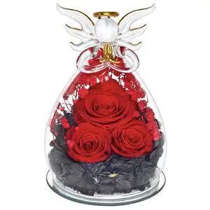 Preserved Rose Forever Flower in Glass Angel Figurines Fresh Flowers for Delivery Mothers Day Birthday Gifts for Mom Real Red Roses for Sister Wife (Red) Preserved Rose Forever Flower in Glass Angel Figurines Fresh Flowers for Delivery Mothers Day Birthday Gifts for Mom Real Red Roses for Sister Wife (Red)
