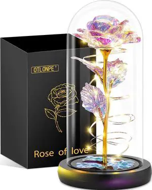 Forever Artificial Glass Rose Flower Lamp, Women Gifts for Birthday Christmas Valentines Mothers Day, Home Decor, Preserved 7.7'' Rose Gifts for Mom Grandma Daughter Wife Girlfriend (Rainbow) Forever Artificial Glass Rose Flower Lamp, Women Gifts for Birthday Christmas Valentines Mothers Day, Home Decor, Preserved 7.7'' Rose Gifts for Mom Grandma Daughter Wife Girlfriend (Rainbow)