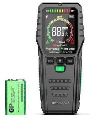 Pinless Moisture Meter for Wood, Floor, Concrete Digital Moisture Tester with 3-Color LCD Display, Audible Alarm & HOLD Function Ideal for Firewood, Lumber, Home Inspections (Red_green) Pinless Moisture Meter for Wood, Floor, Concrete Digital Moisture Tester with 3-Color LCD Display, Audible Alarm & HOLD Function Ideal for Firewood, Lumber, Home Inspections (Red_green)