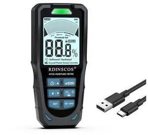 Pinless Moisture Meter for Drywall & Concrete Digital Moisture Tester with 3-Color LCD Display, Audible Alarm & HOLD Function Ideal for Firewood, Lumber, Home Inspections (Black) Pinless Moisture Meter for Drywall & Concrete Digital Moisture Tester with 3-Color LCD Display, Audible Alarm & HOLD Function Ideal for Firewood, Lumber, Home Inspections (Black)