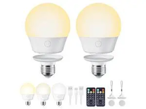 E26 Rechargeable Light Bulb with Remote Timer and 3 Color Temperatures, Battery Backup Bulb for Sconces and Lamps, E26 Detachable Charging for Non-Hardwired Fixture, Dimmer, 700LM E26 Rechargeable Light Bulb with Remote Timer and 3 Color Temperatures, Battery Backup Bulb for Sconces and Lamps, E26 Detachable Charging for Non-Hardwired Fixture, Dimmer, 700LM
