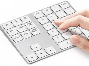 Bluetooth Number Pad, Aluminum Rechargeable Wireless Numeric Keypad Slim 34-Keys External Numpad Keyboard Data Entry Compatible for Macbook, MacBook Air/Pro, iMac Windows Laptop Surface White Bluetooth Number Pad, Aluminum Rechargeable Wireless Numeric Keypad Slim 34-Keys External Numpad Keyboard Data Entry Compatible for Macbook, MacBook Air/Pro, iMac Windows Laptop Surface White
