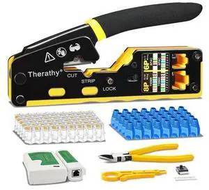 RJ45 Crimp Tool Pass Through Ethernet Crimper for Cat5e Cat6 Modular Plugs, All-in-One Cat6 Crimping Tool RJ45 Crimp Tool Pass Through Ethernet Crimper for Cat5e Cat6 Modular Plugs, All-in-One Cat6 Crimping Tool