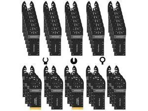 55 PCS Oscillating Saw Blades Quick Release Universal oscillating Tool Blades Wood Plastics and Metal Multitool Blade Kits for Wood fit Dewalt Rockwell Milwaukee Makita Ryobi 55 PCS Oscillating Saw Blades Quick Release Universal oscillating Tool Blades Wood Plastics and Metal Multitool Blade Kits for Wood fit Dewalt Rockwell Milwaukee Makita Ryobi