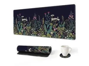 Extended Gaming Mouse Pad, XL Large Keyboard Mouse Mat Desk Pad with Stitched Edges, Durable Non-Slip Base Mousepad for Home Office Work, 35x15.7inch,Flowers Plants Extended Gaming Mouse Pad, XL Large Keyboard Mouse Mat Desk Pad with Stitched Edges, Durable Non-Slip Base Mousepad for Home Office Work, 35x15.7inch,Flowers Plants