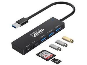 5-in-1 USB 3.0 Hub with SD/TF Card Reader and 3 USB 3.0 Ports for PC, Laptops, Surface Pro, MacBook, iMac Pro 5-in-1 USB 3.0 Hub with SD/TF Card Reader and 3 USB 3.0 Ports for PC, Laptops, Surface Pro, MacBook, iMac Pro