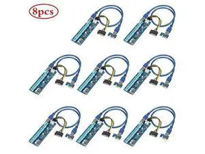 PCIe Riser 8 Pack GPU Riser Adapter Card PCI Express 1X to 16X Extender Mining Graphics Card USB 30 Extension 6pin MOLEX to SATA Power Cable for Ethereum Bitcoin Litecoin Device PCIe Riser 8 Pack GPU Riser Adapter Card PCI Express 1X to 16X Extender Mining Graphics Card USB 30 Extension 6pin MOLEX to SATA Power Cable for Ethereum Bitcoin Litecoin Device