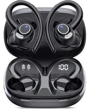 Wireless Earbuds Bluetooth 5.4 Headphones Sport Over Ear Buds With ENC Noise Cancelling Mic 48H Wireless Earphone With Earhooks Stereo Deep Bass IP7 Waterproof ear bud for Workout Running Black Wireless Earbuds Bluetooth 5.4 Headphones Sport Over Ear Buds With ENC Noise Cancelling Mic 48H Wireless Earphone With Earhooks Stereo Deep Bass IP7 Waterproof ear bud for Workout Running Black