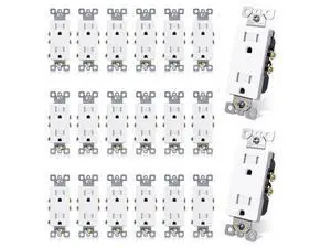 ELEGRP 15 Amp Tamper Resistant White Electrical Wall Outlet, 125V, UL Listed, 20 Pack ELEGRP 15 Amp Tamper Resistant White Electrical Wall Outlet, 125V, UL Listed, 20 Pack