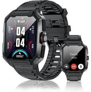 Military Smart Watch for Men, Outdoor Smart Watches 1.85" LCD Bluetooth Call Heart Rate Blood Pressure Smartwatches IP68 Waterproof,Sports Watch for Android iPhone Phone Black Military Smart Watch for Men, Outdoor Smart Watches 1.85" LCD Bluetooth Call Heart Rate Blood Pressure Smartwatches IP68 Waterproof,Sports Watch for Android iPhone Phone Black
