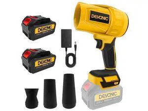 DEVONIC Leaf Blower Cordless - Lightweight Electric Handheld Blower with 2×20V 4.0Ah Battery & Charger Included,3 Nozzles-Turbo Jet Blower for Lawn Care,Garage,Patio,Fallen Leaves and Car-deep Yellow DEVONIC Leaf Blower Cordless - Lightweight Electric Handheld Blower with 2×20V 4.0Ah Battery & Charger Included,3 Nozzles-Turbo Jet Blower for Lawn Care,Garage,Patio,Fallen Leaves and Car-deep Yellow
