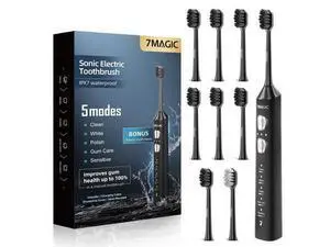 Sonic Electric Toothbrush for Adults and Kids - Up to 180 Days Runtime, 42000 VPM Powered Toothbrush, 5 Modes & 3 Intensities for Sensitive Teeth & Braces, Includes 8 Brush Heads, Black Sonic Electric Toothbrush for Adults and Kids - Up to 180 Days Runtime, 42000 VPM Powered Toothbrush, 5 Modes & 3 Intensities for Sensitive Teeth & Braces, Includes 8 Brush Heads, Black