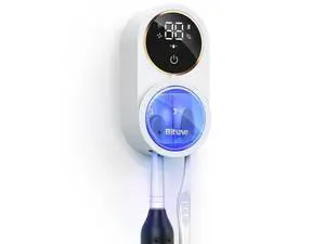 Upgraded Tooth Brush Holder for Bathroom 2.0, Infrared Sensing Toothbrush Cleaner, Wall-Mounted for Most Size Toothbrushes, Air Drying, LED Smart Screen, White Gold Trim Upgraded Tooth Brush Holder for Bathroom 2.0, Infrared Sensing Toothbrush Cleaner, Wall-Mounted for Most Size Toothbrushes, Air Drying, LED Smart Screen, White Gold Trim